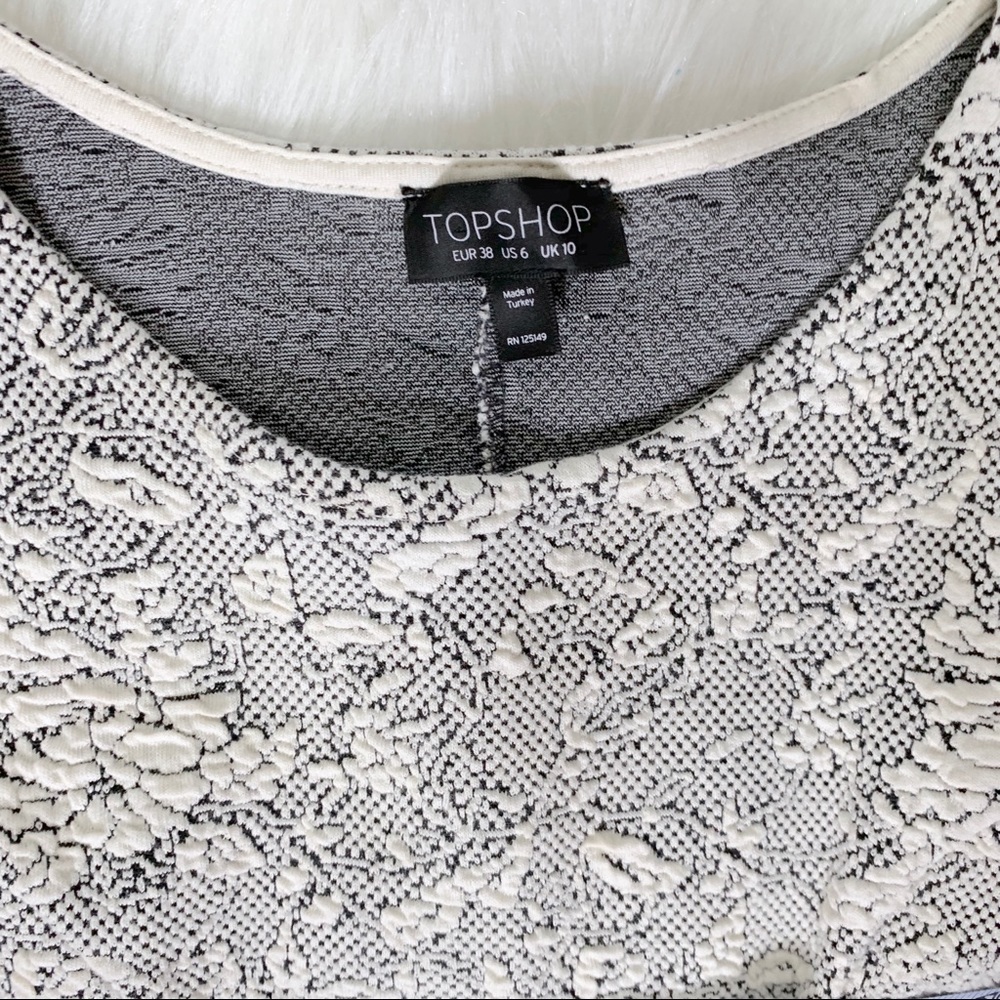 SOLD-Topshop Quilted Jacquard Floral Dress Cream - Picture 5 of 8